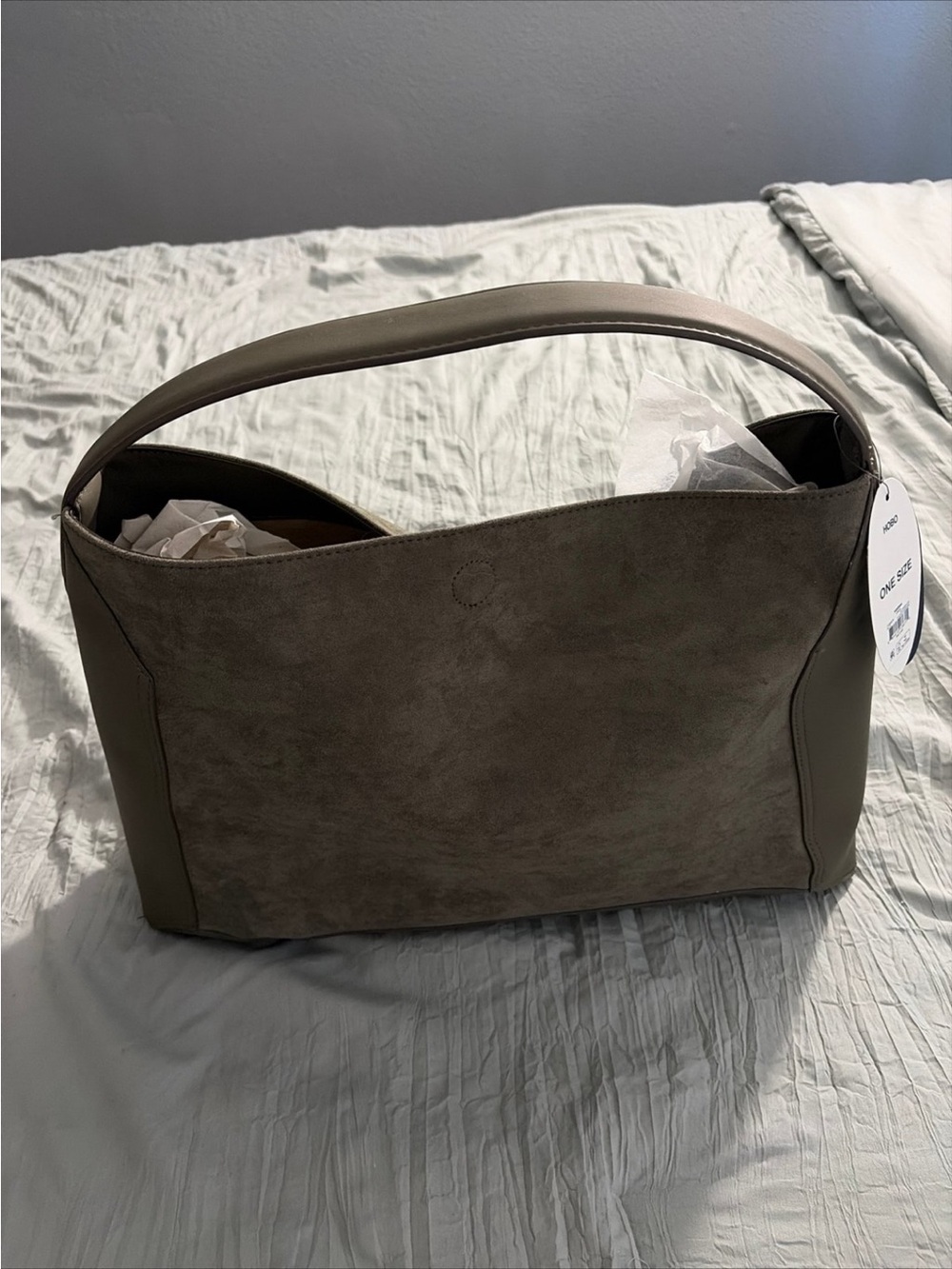 Olive Green Suede Hobo Bag - Everyday Shoulder Bag